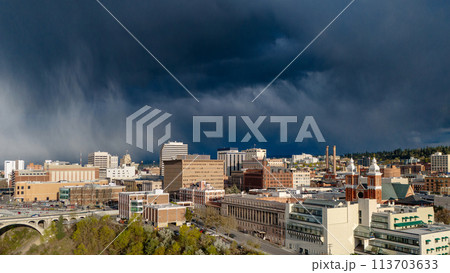 spokane washington downtown aerial drone spokane washington downtown aerial drone 113703633
