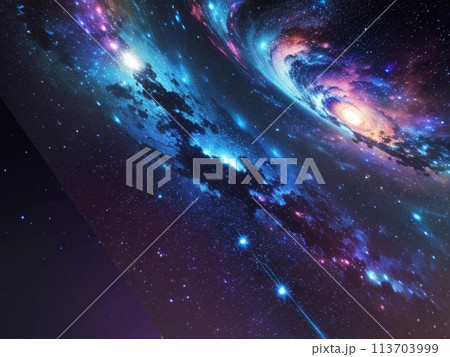 幻想的な光輝く宇宙の背景 113703999