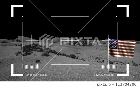 Moon background with USA Flag through viewfinder Moon background with USA Flag through viewfinder 113704200