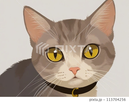 お座りした茶トラの猫 113704256