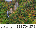 （長野県）紅葉が始まった志賀高原の澗満滝（かんまん滝） 113704878