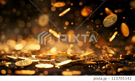 敷き詰められた金貨 113705142