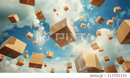 たくさんの段ボール箱 たくさんの段ボール箱 113705143