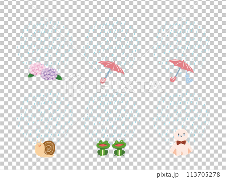 Round rain frame hand-drawn illustration set 113705278