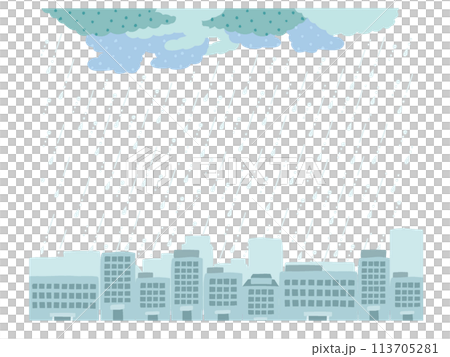 雨天城市框架手繪風格插畫 113705281