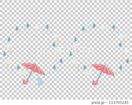 ポップな傘の丸いフレームイラストセット 113705285