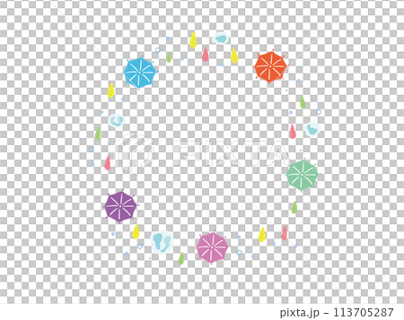Top view umbrella and rain round frame illustration set Top view umbrella and rain round frame illustration set 113705287