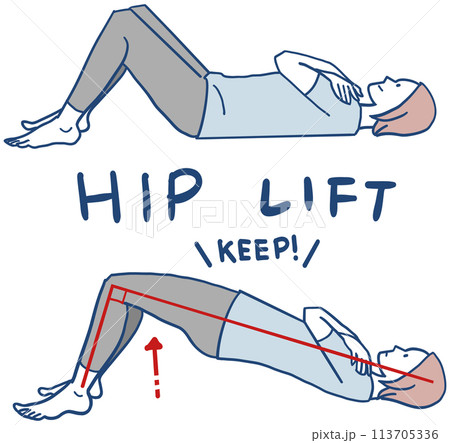 ヒップリフト ヒップレイズ 骨盤底筋運動 ヒップリフト ヒップレイズ 骨盤底筋運動 113705336
