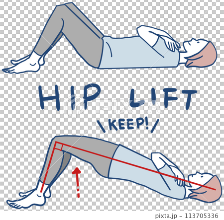 ヒップリフト ヒップレイズ 骨盤底筋運動 ヒップリフト ヒップレイズ 骨盤底筋運動 113705336