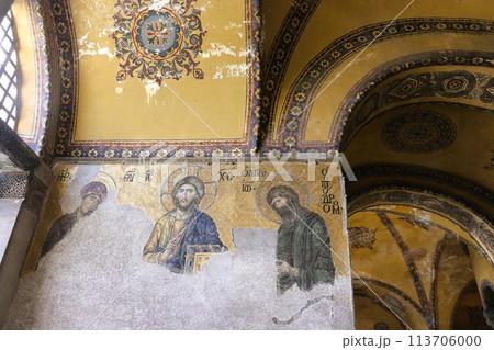 アヤソフィアのモザイク画 世界遺産 イスタンブール トルコ アヤソフィアのモザイク画 世界遺産 イスタンブール トルコ 113706000