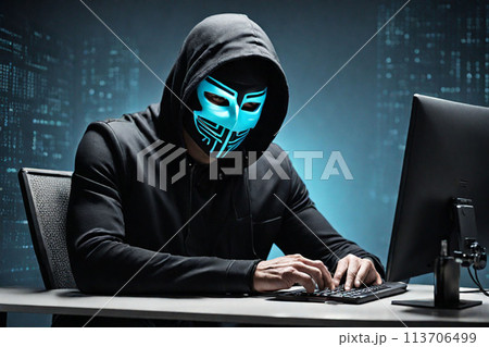 サイバー攻撃する 覆面 ハッカーマン サイバー攻撃する 覆面 ハッカーマン 113706499