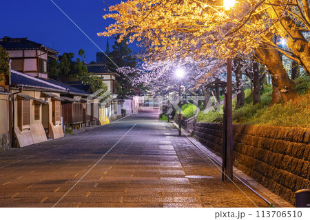 春の京都　風情ある「ねねの道」と満開の夜桜 113706510