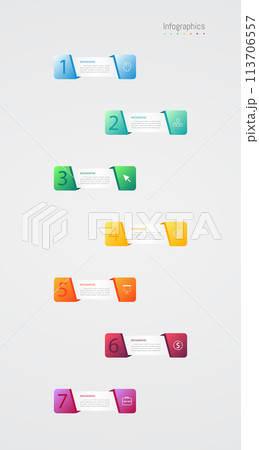 Infographic 7 options design elements for your business data. Vector Illustration. 113706557