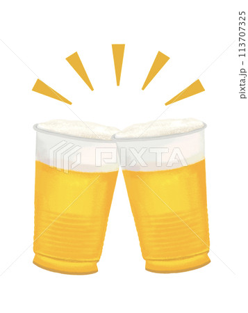 ビール（乾杯）強調線付き） 113707325