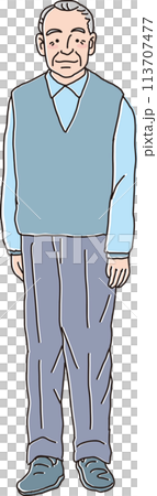 祖父_老人_60歲_70歲_全身插圖 113707477