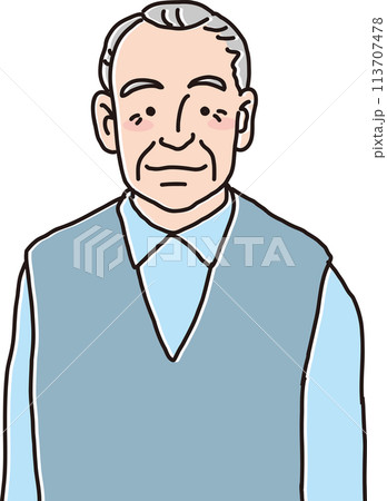 おじいさんのイラスト_普通の表情_上半身 113707478