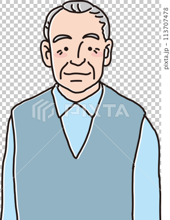 おじいさんのイラスト_普通の表情_上半身 113707478
