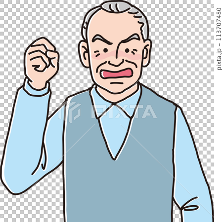 Illustration of an angry grandfather_upper body Illustration of an angry grandfather_upper body 113707480