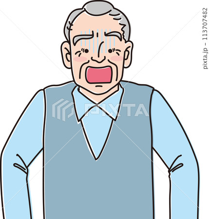 おじいさんのイラスト_青ざめる_上半身 113707482