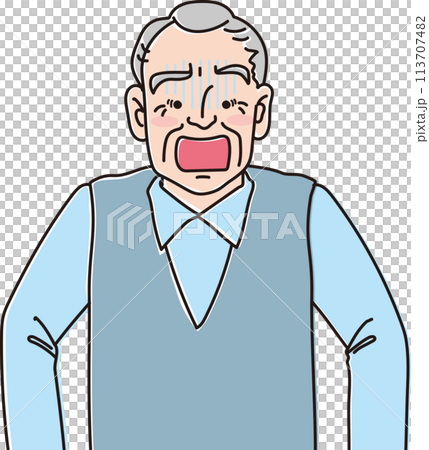 おじいさんのイラスト_青ざめる_上半身 113707482