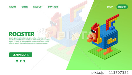 Web template with a rooster. Vector Web template with a rooster. Vector 113707522