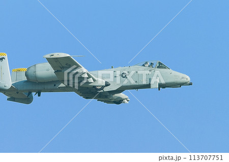 アメリカ空軍A-10AサンダーボルトⅡ攻撃機の水平飛行 113707751