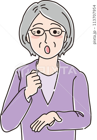 おばあさんのイラスト_納得する_なるほど_上半身 113707954