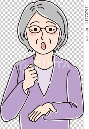 おばあさんのイラスト_納得する_なるほど_上半身 113707954