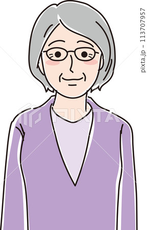 おばあさんのイラスト_正面向き_上半身 おばあさんのイラスト_正面向き_上半身 113707957