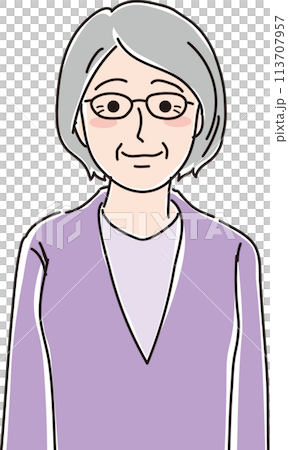 おばあさんのイラスト_正面向き_上半身 おばあさんのイラスト_正面向き_上半身 113707957