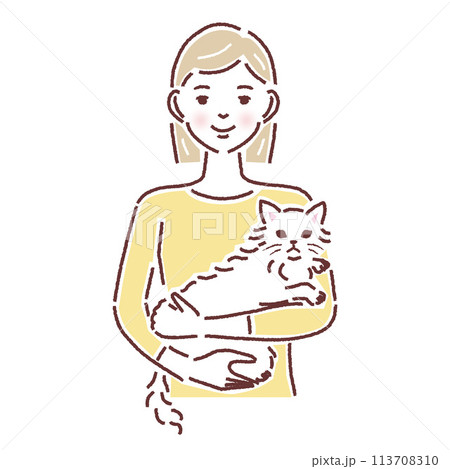 猫と女性 113708310