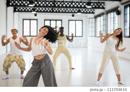 dancers training in a dance studio 113708610