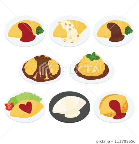 オムライスのイラストセット オムライスのイラストセット 113708656
