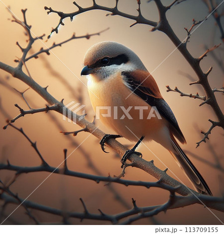 森の中　小枝にとまる　シジュウカラ 113709155