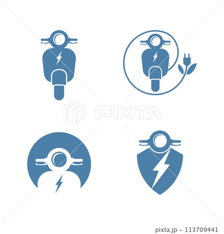 Electric motorcycle illustration 113709441