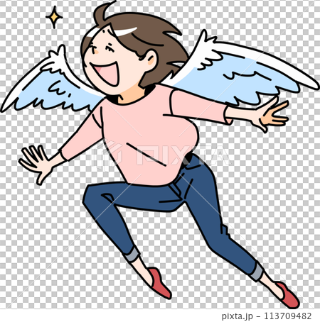 羽ばたく女性 113709482