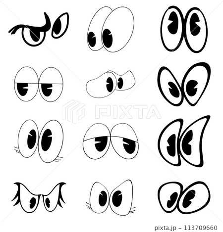 The eye cartoon vintage Bundle set vector image. The eye cartoon vintage Bundle set vector image. 113709660