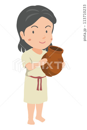 弥生土器を持つ弥生人の女性 113710233