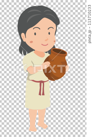 弥生土器を持つ弥生人の女性 113710233