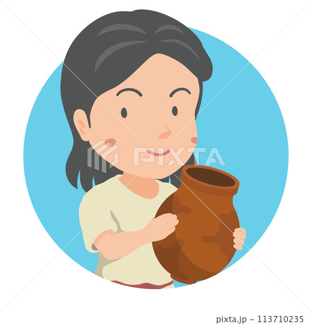 弥生土器を持つ弥生人の女性 113710235