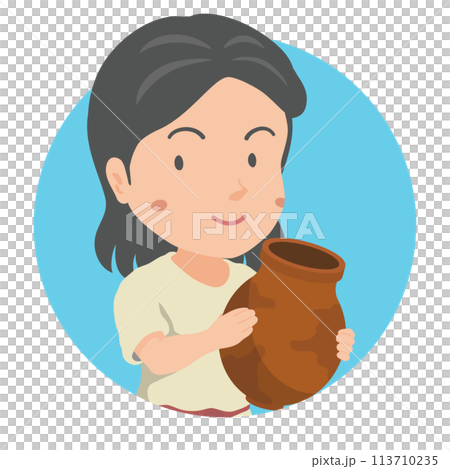 弥生土器を持つ弥生人の女性 113710235