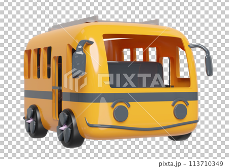 3d orange bus isolated. public transportation concept, 3d render illustration 3d orange bus isolated. public transportation concept, 3d render illustration 113710349