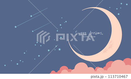 夜空の三日月と星空の背景イラスト 113710467
