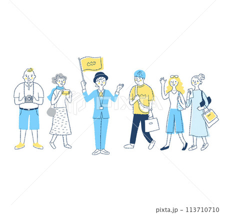 インバウンド・ツアーガイドの女性とツアー客 113710710