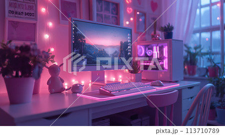 女性イメージのゲーミングパソコン 113710789