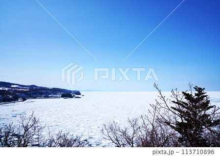 流氷埋め尽くすオホーツク海　北海道 113710896