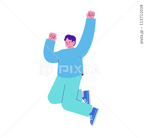 嬉しくてジャンプする男性のイラスト 白い背景に分離されたフラットなRGBのベクター素材 嬉しくてジャンプする男性のイラスト 白い背景に分離されたフラットなRGBのベクター素材 113711039