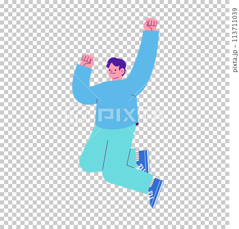 Illustration of a man jumping with joy. Flat RGB vector material isolated on white background Illustration of a man jumping with joy. Flat RGB vector material isolated on white background 113711039