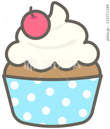 Kids hand drawn kawaii birthday party cute elements set fresh cream cherry cupcake Kids hand drawn kawaii birthday party cute elements set fresh cream cherry cupcake 113711194