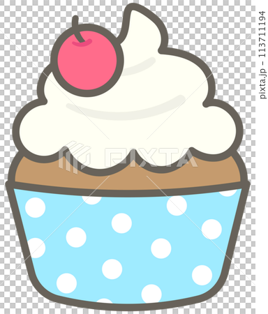 Kids hand drawn kawaii birthday party cute elements set fresh cream cherry cupcake Kids hand drawn kawaii birthday party cute elements set fresh cream cherry cupcake 113711194